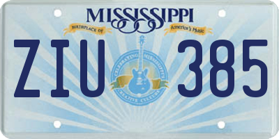 MS license plate ZIU385