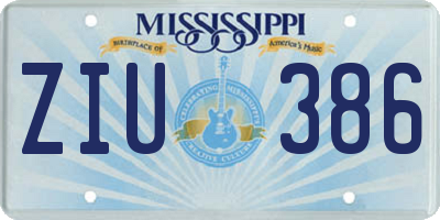 MS license plate ZIU386