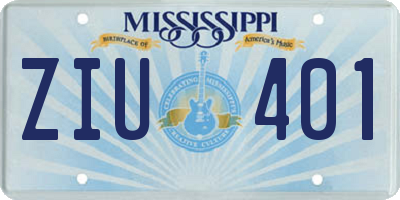 MS license plate ZIU401