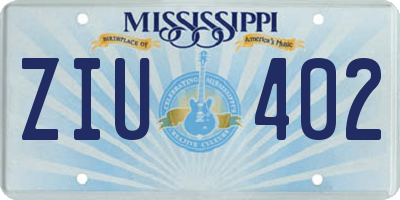 MS license plate ZIU402
