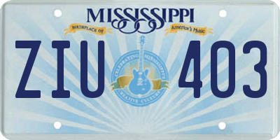 MS license plate ZIU403