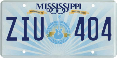 MS license plate ZIU404