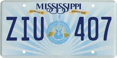 MS license plate ZIU407