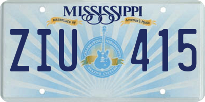 MS license plate ZIU415