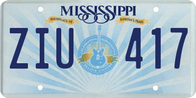 MS license plate ZIU417