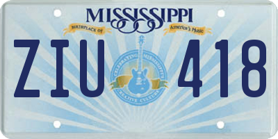 MS license plate ZIU418