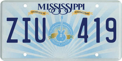 MS license plate ZIU419