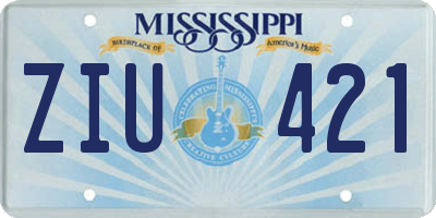 MS license plate ZIU421