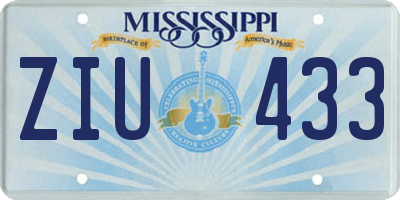 MS license plate ZIU433