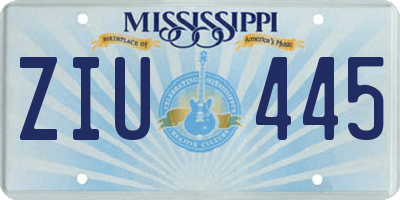 MS license plate ZIU445
