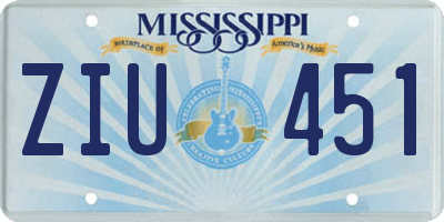 MS license plate ZIU451