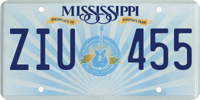 MS license plate ZIU455