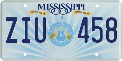 MS license plate ZIU458