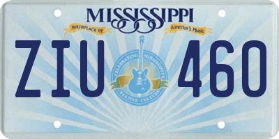 MS license plate ZIU460