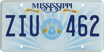 MS license plate ZIU462
