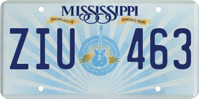 MS license plate ZIU463