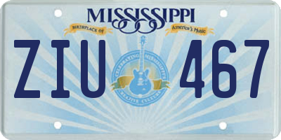 MS license plate ZIU467