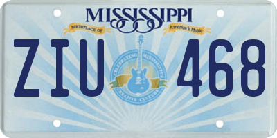 MS license plate ZIU468