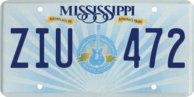 MS license plate ZIU472
