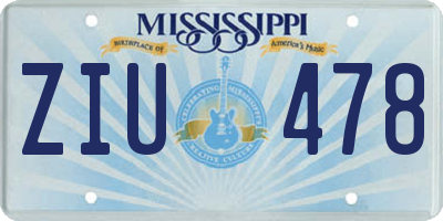 MS license plate ZIU478