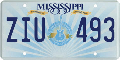 MS license plate ZIU493