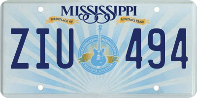 MS license plate ZIU494