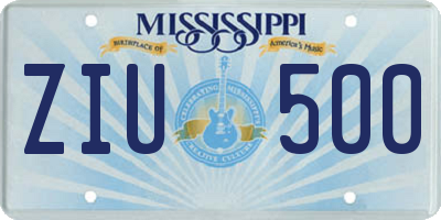 MS license plate ZIU500
