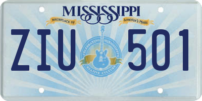 MS license plate ZIU501