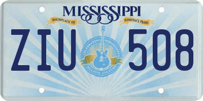 MS license plate ZIU508