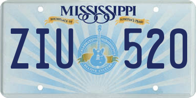 MS license plate ZIU520