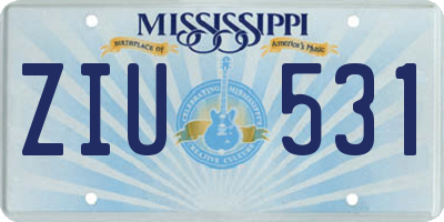 MS license plate ZIU531