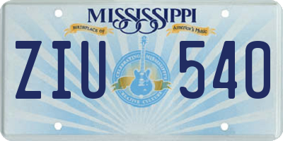 MS license plate ZIU540