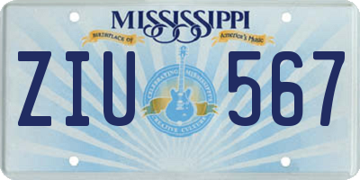 MS license plate ZIU567