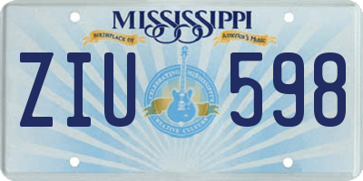 MS license plate ZIU598