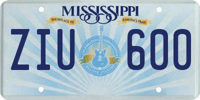 MS license plate ZIU600