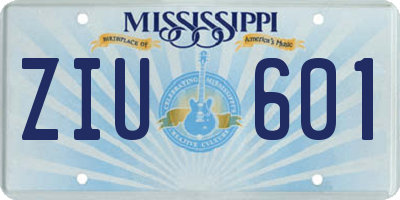 MS license plate ZIU601