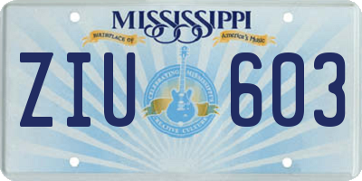MS license plate ZIU603