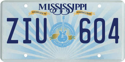 MS license plate ZIU604