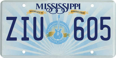 MS license plate ZIU605