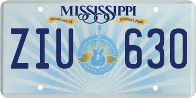 MS license plate ZIU630