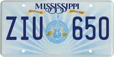 MS license plate ZIU650