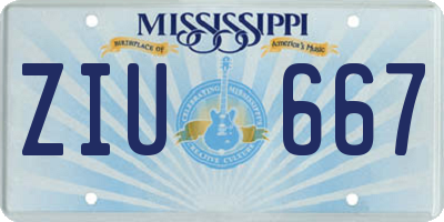 MS license plate ZIU667