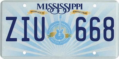 MS license plate ZIU668