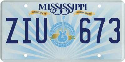 MS license plate ZIU673