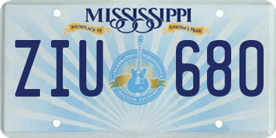MS license plate ZIU680