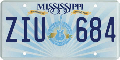 MS license plate ZIU684