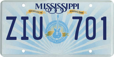 MS license plate ZIU701