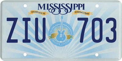 MS license plate ZIU703