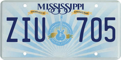 MS license plate ZIU705
