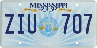 MS license plate ZIU707